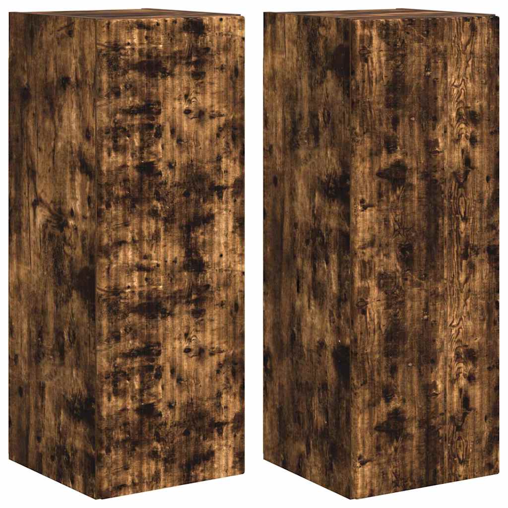 TV Wandkast 2 pcs Gerookt eiken 30 x 31 x 80 cm Bewerkt hout is nu te koop bij PeponiXL, paradijselijk wonen!