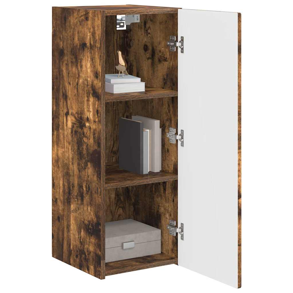 TV Wandkast 2 pcs Gerookt eiken 30 x 31 x 80 cm Bewerkt hout is nu te koop bij PeponiXL, paradijselijk wonen!