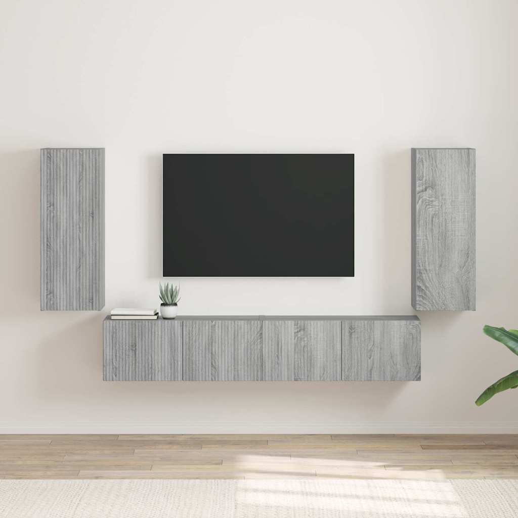 TV Wandkast 2 pcs Grijs Sonoma 30 x 31 x 80 cm Bewerkt hout is nu te koop bij PeponiXL, paradijselijk wonen!