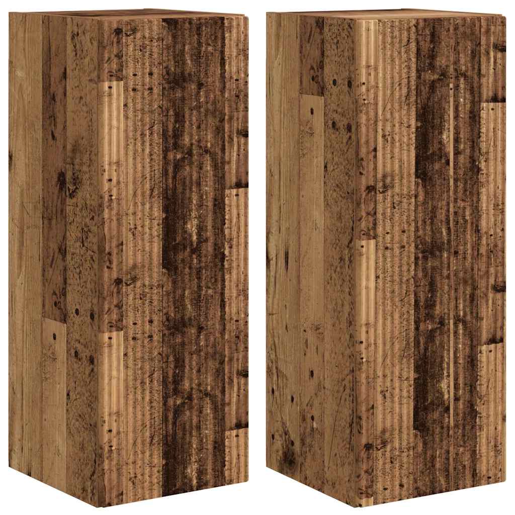 TV Wandkast 2 pcs Oud Hout 30 x 31 x 80 cm Bewerkt hout is nu te koop bij PeponiXL, paradijselijk wonen!
