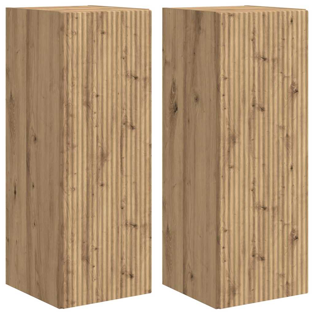 TV Wandkast 2 pcs Ambachtelijk eiken 30 x 31 x 80 cm is nu te koop bij PeponiXL, paradijselijk wonen!