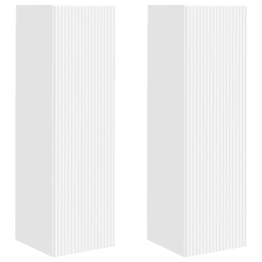 TV Wandkast 2 pcs Wit 30 x 31 x 100 cm Bewerkt hout is nu te koop bij PeponiXL, paradijselijk wonen!