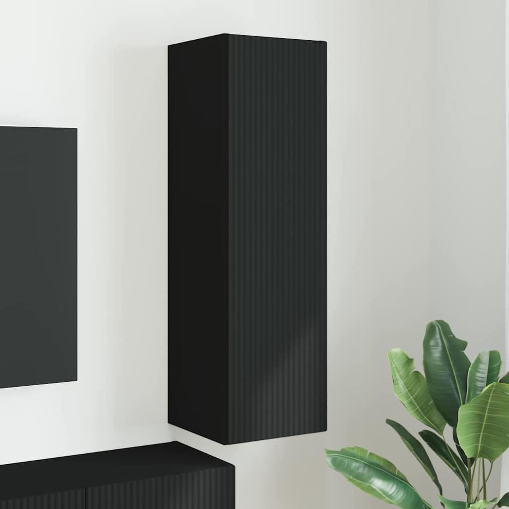 TV Wandkast Wandgemonteerd Zwart 30 x 31 x 100 cm Bewerkt hout is nu te koop bij PeponiXL, paradijselijk wonen!