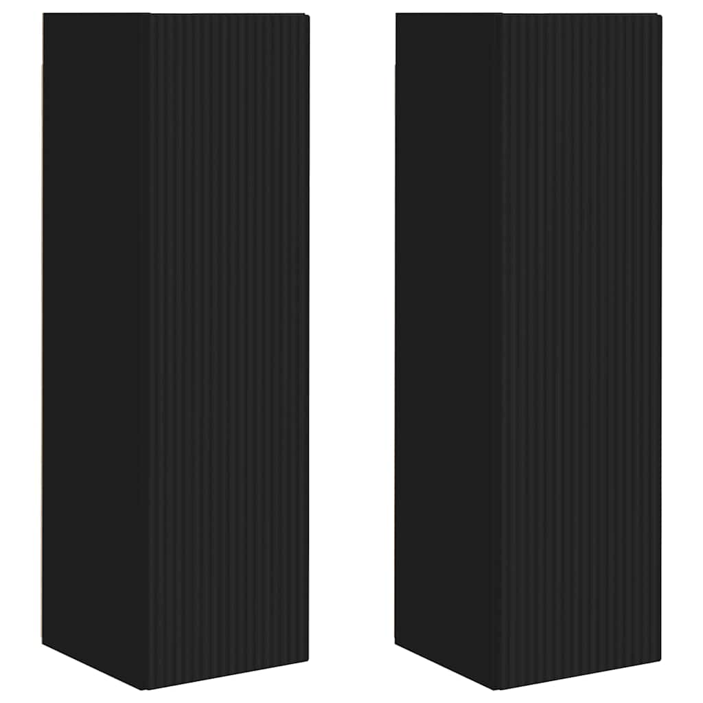 TV Wandkast 2 pcs Zwart 30 x 31 x 100 cm Bewerkt hout is nu te koop bij PeponiXL, paradijselijk wonen!