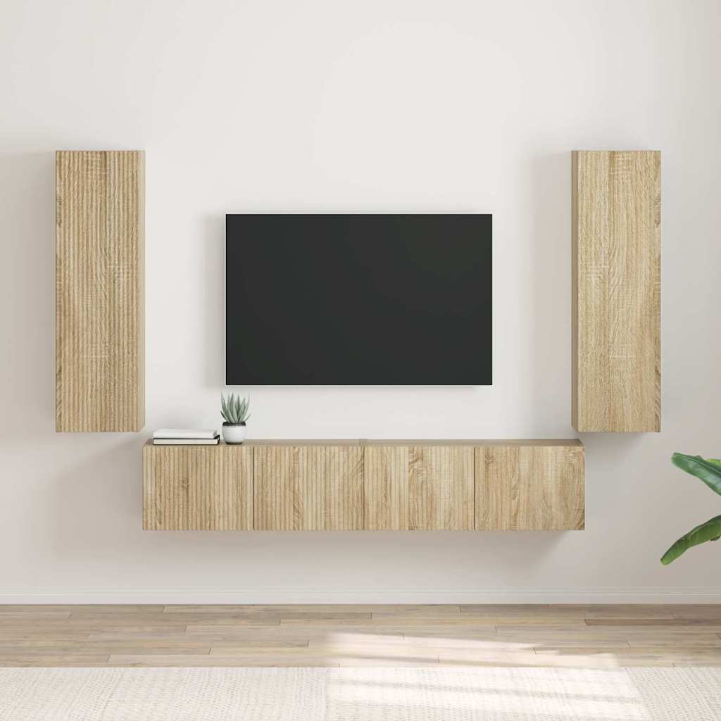 TV Wandkast 2 pcs Sonoma 30 x 31 x 100 cm Bewerkt hout is nu te koop bij PeponiXL, paradijselijk wonen!