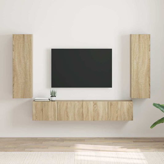 TV Wandkast 2 pcs Sonoma 30 x 31 x 100 cm Bewerkt hout is nu te koop bij PeponiXL, paradijselijk wonen!