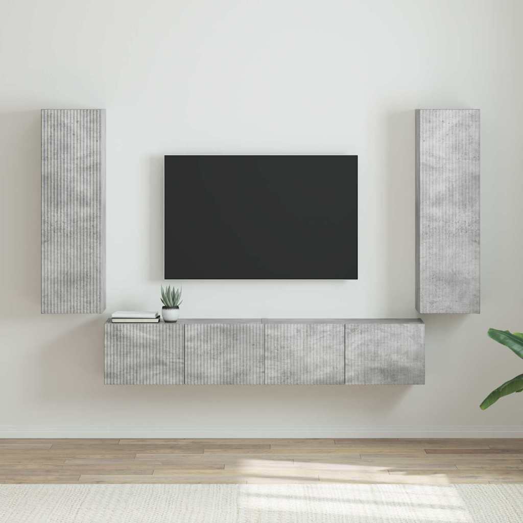 TV Wandkast 2 pcs Beton 30 x 31 x 100 cm Bewerkt hout is nu te koop bij PeponiXL, paradijselijk wonen!