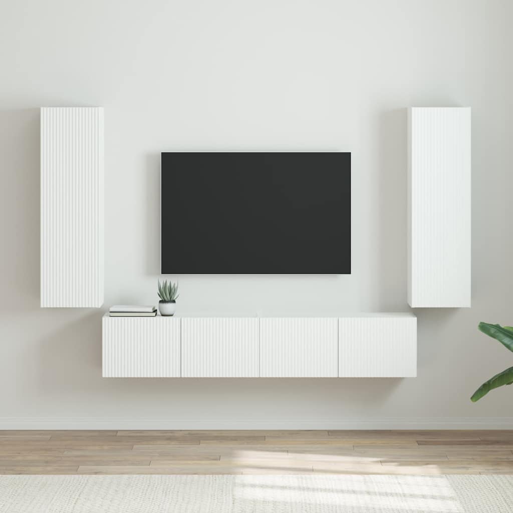 TV Wandkast 2 pcs Glanzend Wit 30 x 31 x 100 cm Bewerkt hout is nu te koop bij PeponiXL, paradijselijk wonen!