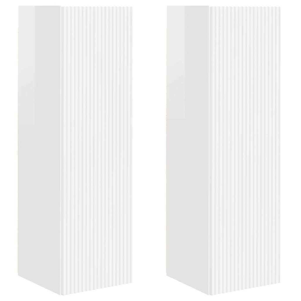 TV Wandkast 2 pcs Glanzend Wit 30 x 31 x 100 cm Bewerkt hout is nu te koop bij PeponiXL, paradijselijk wonen!