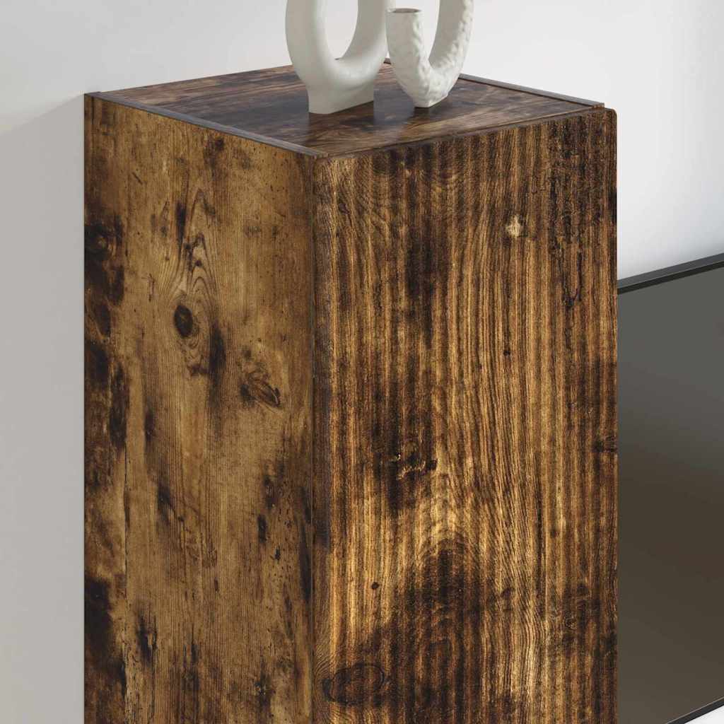 TV Wandkast 2 pcs Gerookt eiken 30 x 31 x 100 cm Bewerkt hout is nu te koop bij PeponiXL, paradijselijk wonen!