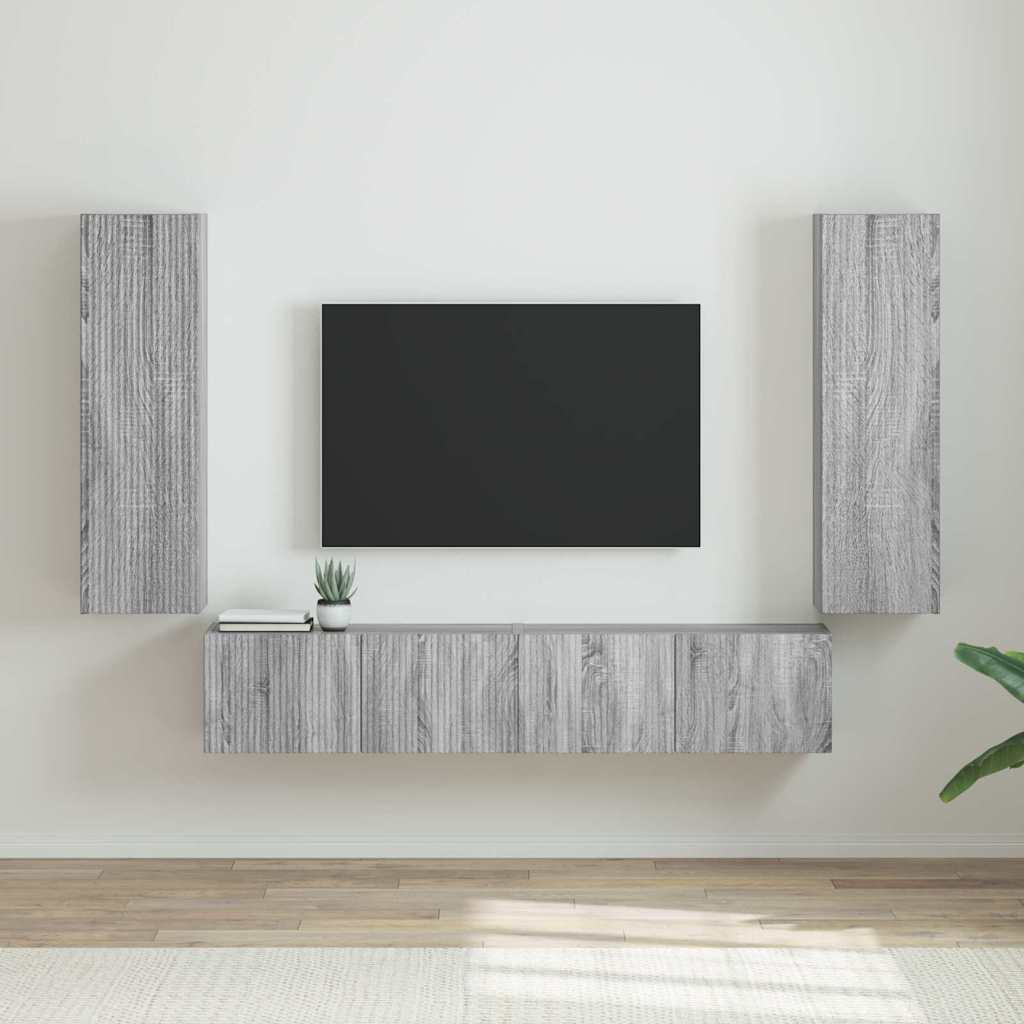 TV Wandkast 2 pcs Grijs Sonoma 30 x 31 x 100 cm Bewerkt hout is nu te koop bij PeponiXL, paradijselijk wonen!