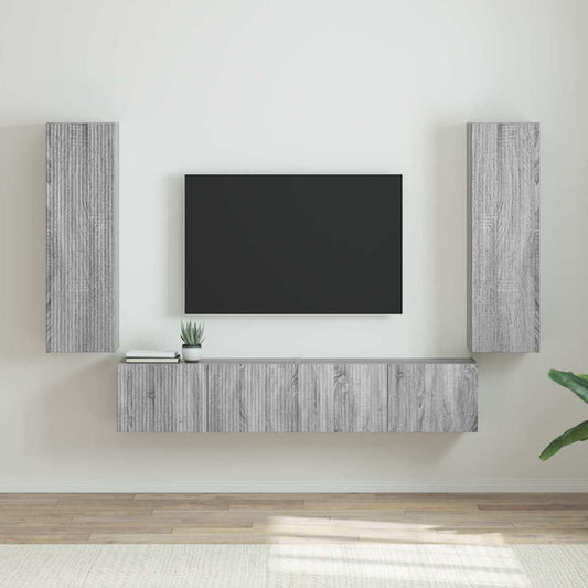 TV Wandkast 2 pcs Grijs Sonoma 30 x 31 x 100 cm Bewerkt hout is nu te koop bij PeponiXL, paradijselijk wonen!