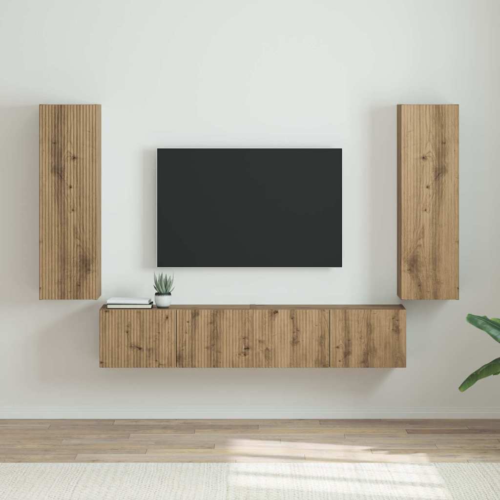 TV Wandkast 2 pcs Ambachtelijk eiken 30 x 31 x 100 cm is nu te koop bij PeponiXL, paradijselijk wonen!