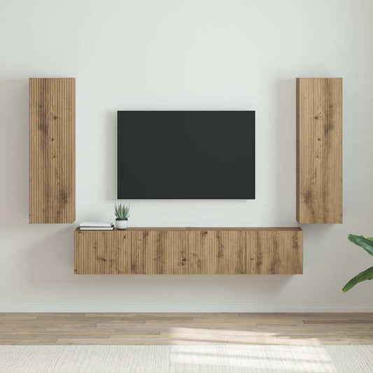 TV Wandkast 2 pcs Ambachtelijk eiken 30 x 31 x 100 cm is nu te koop bij PeponiXL, paradijselijk wonen!
