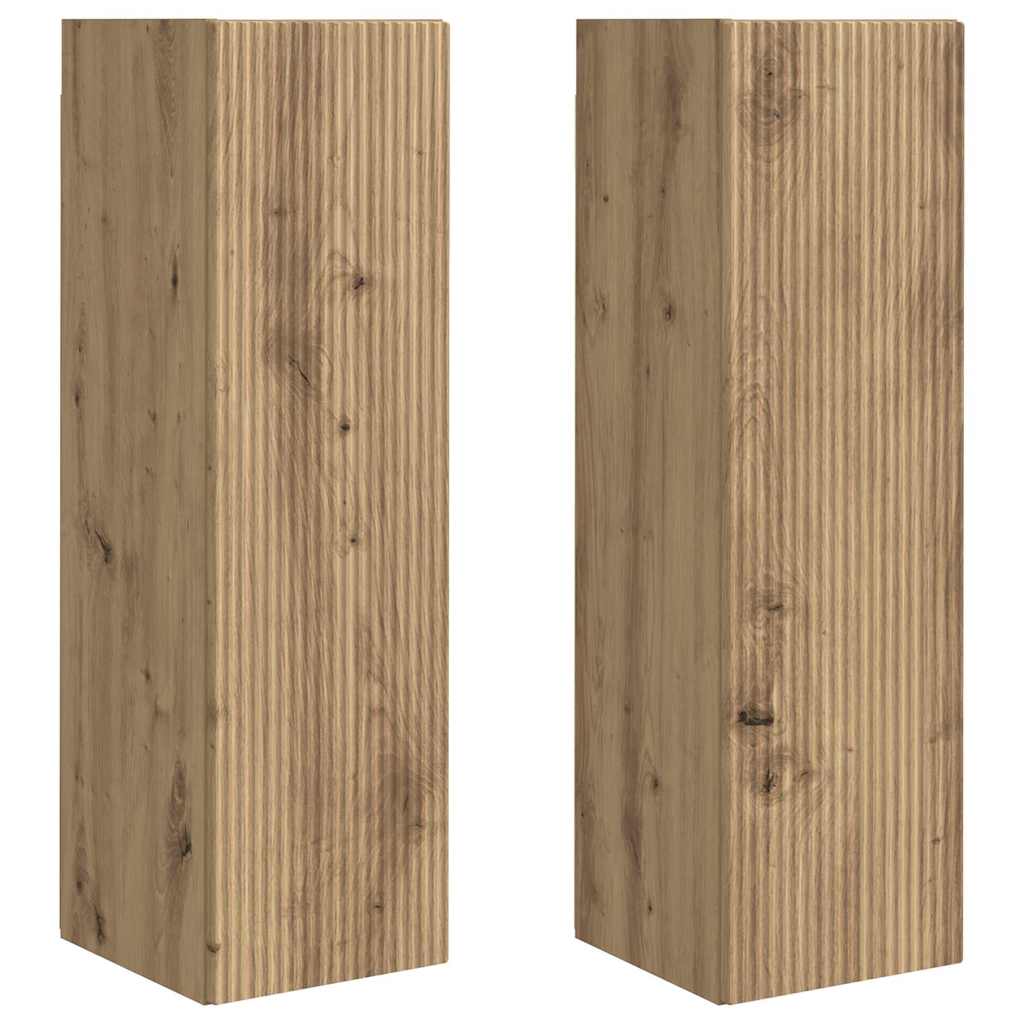 TV Wandkast 2 pcs Ambachtelijk eiken 30 x 31 x 100 cm is nu te koop bij PeponiXL, paradijselijk wonen!