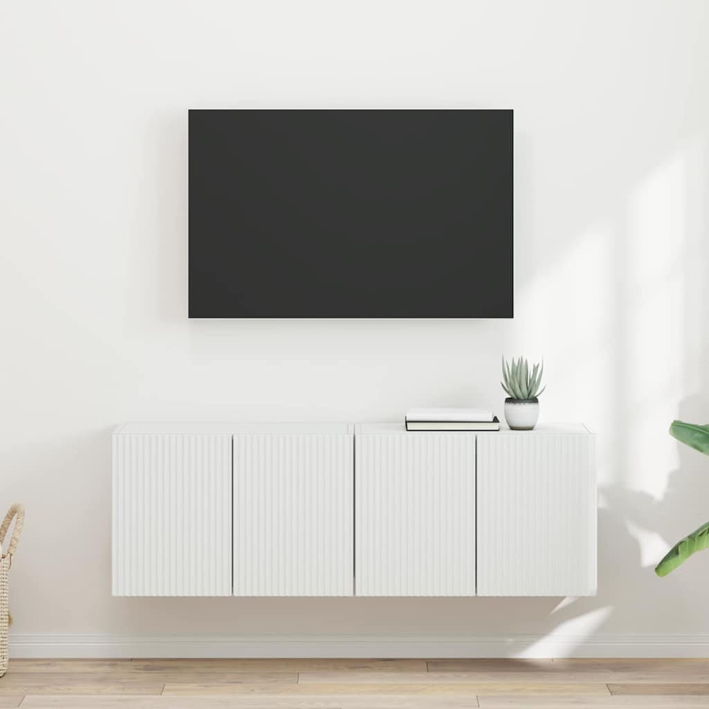 TV-wandkast 2 pcs Wit 59,5 x 31 x 40 cm Bewerkt hout is nu te koop bij PeponiXL, paradijselijk wonen!