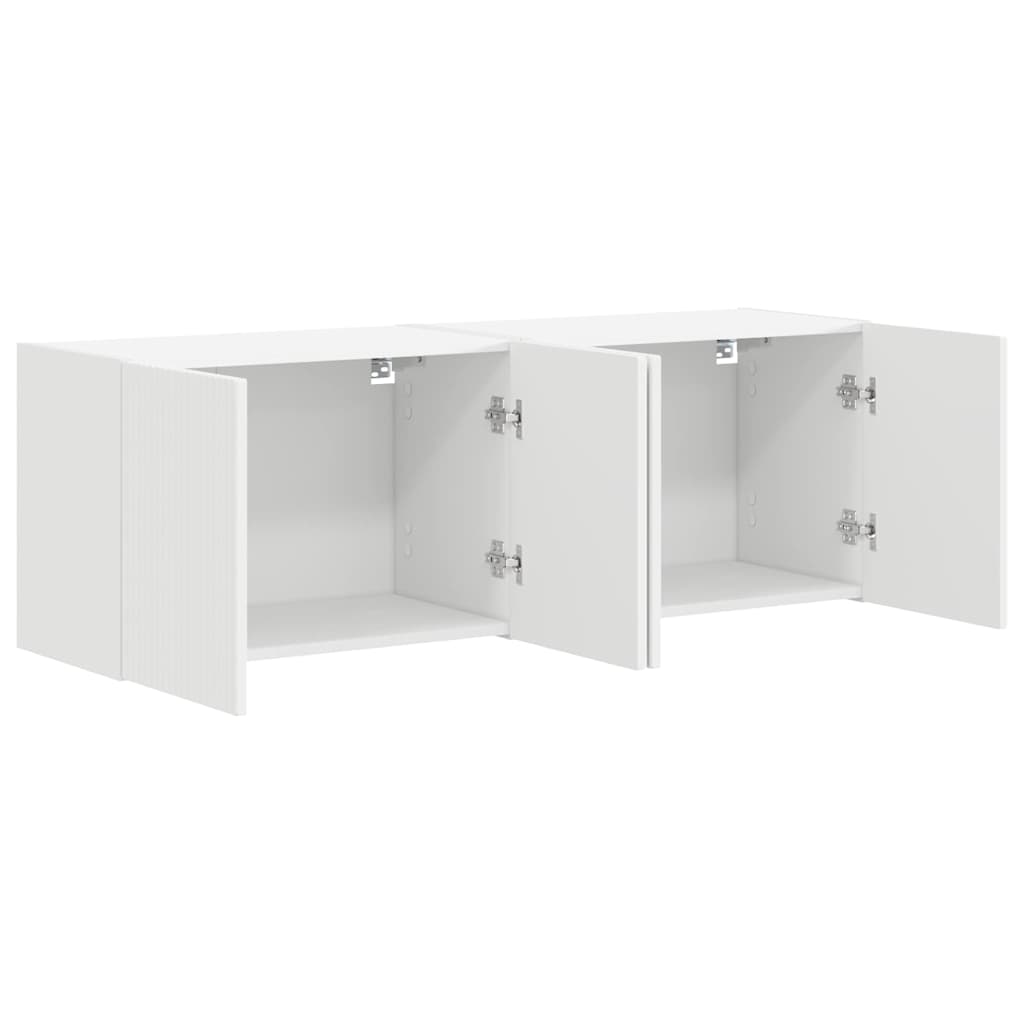 TV-wandkast 2 pcs Wit 59,5 x 31 x 40 cm Bewerkt hout is nu te koop bij PeponiXL, paradijselijk wonen!