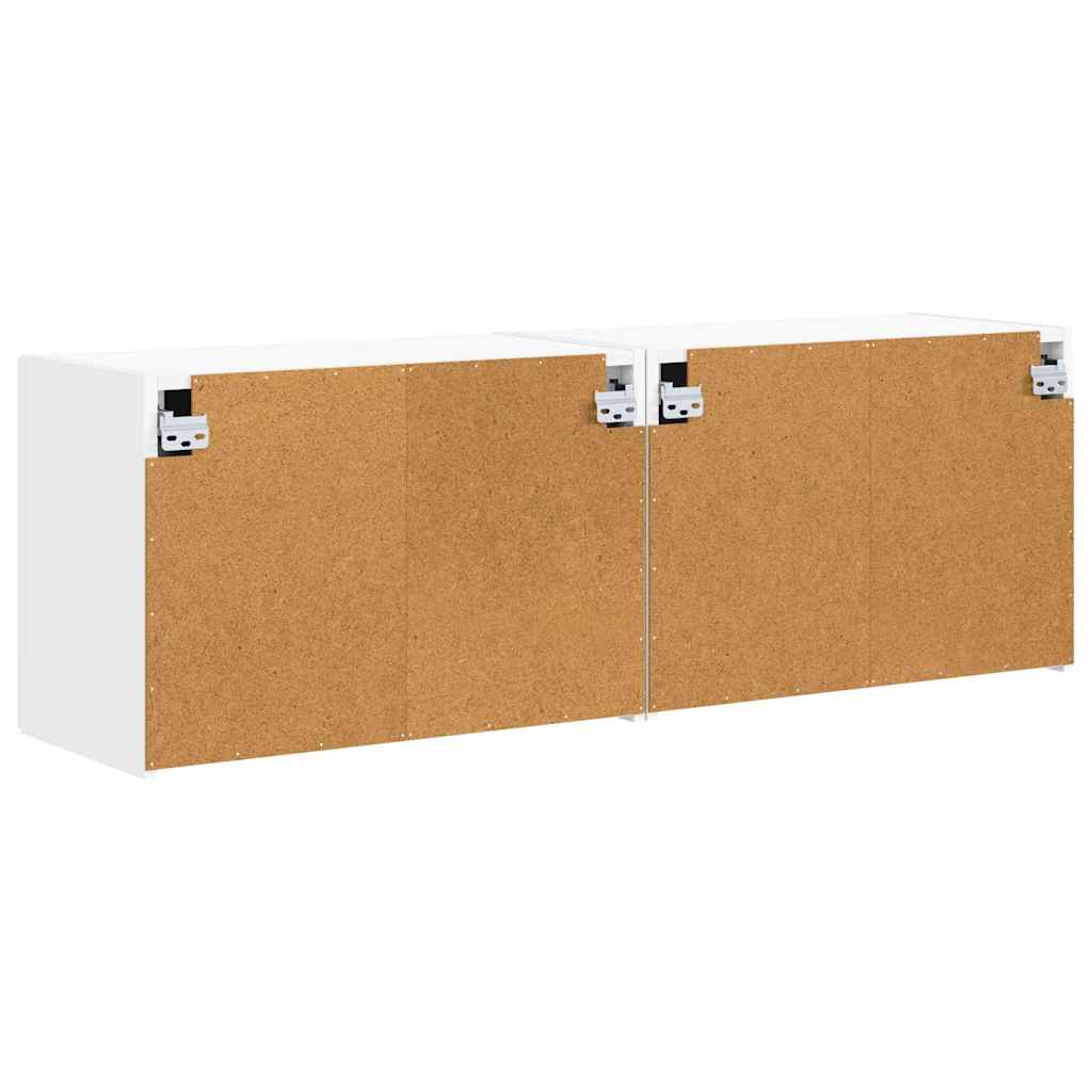 TV-wandkast 2 pcs Wit 59,5 x 31 x 40 cm Bewerkt hout is nu te koop bij PeponiXL, paradijselijk wonen!