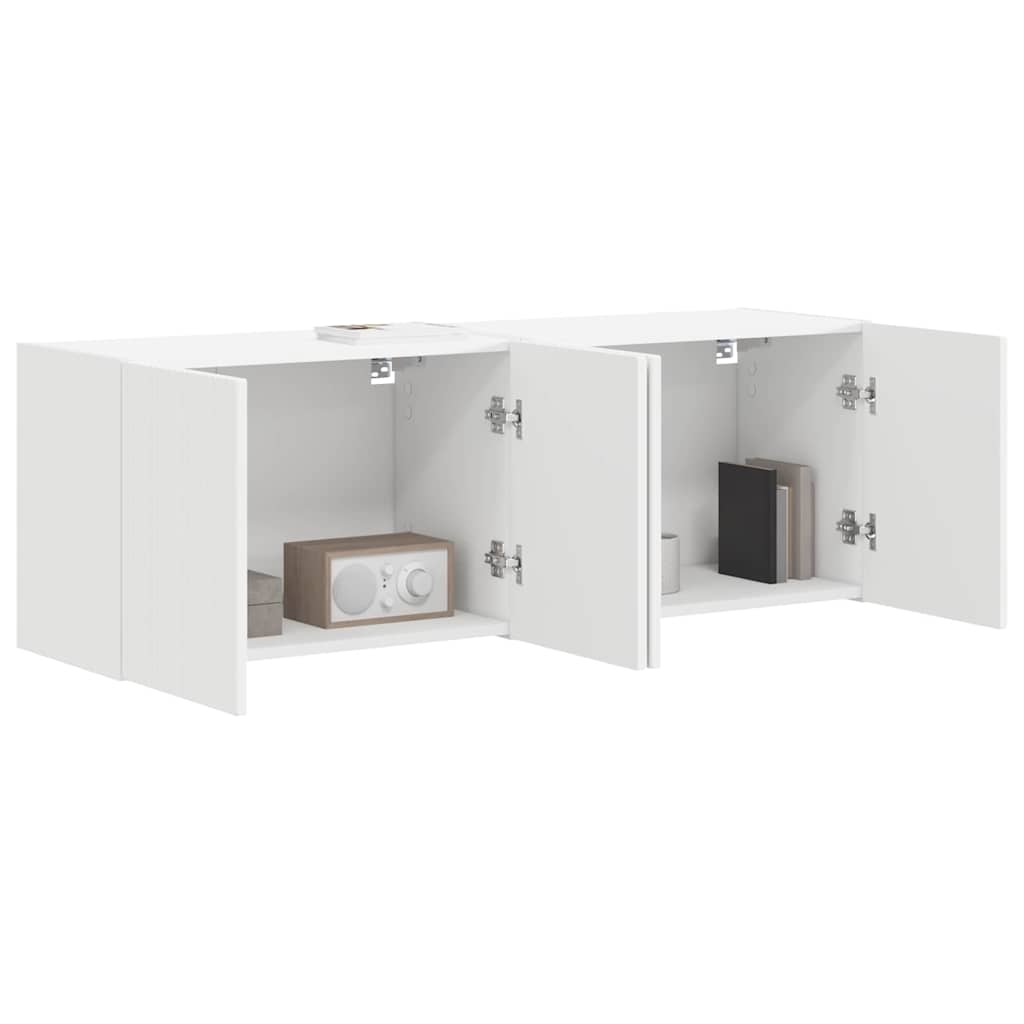 TV-wandkast 2 pcs Wit 59,5 x 31 x 40 cm Bewerkt hout is nu te koop bij PeponiXL, paradijselijk wonen!