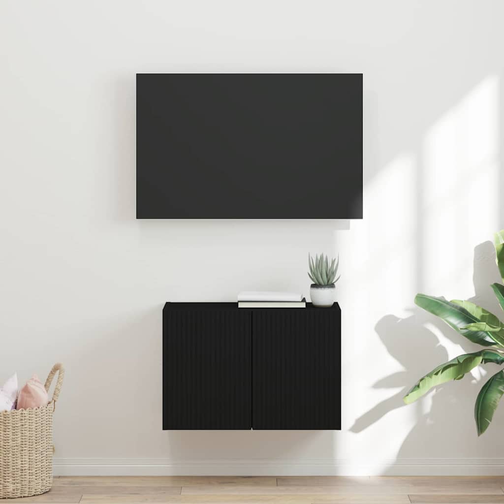 TV-wandkast Wandgemonteerd Zwart 59,5 x 31 x 40 cm Bewerkt hout is nu te koop bij PeponiXL, paradijselijk wonen!