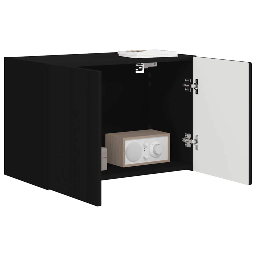 TV-wandkast Wandgemonteerd Zwart 59,5 x 31 x 40 cm Bewerkt hout is nu te koop bij PeponiXL, paradijselijk wonen!