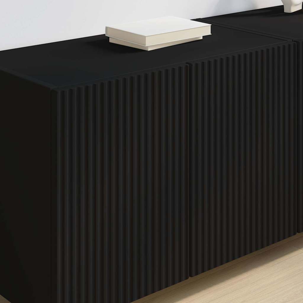TV-wandkast 2 pcs Zwart 59,5 x 31 x 40 cm Bewerkt hout is nu te koop bij PeponiXL, paradijselijk wonen!