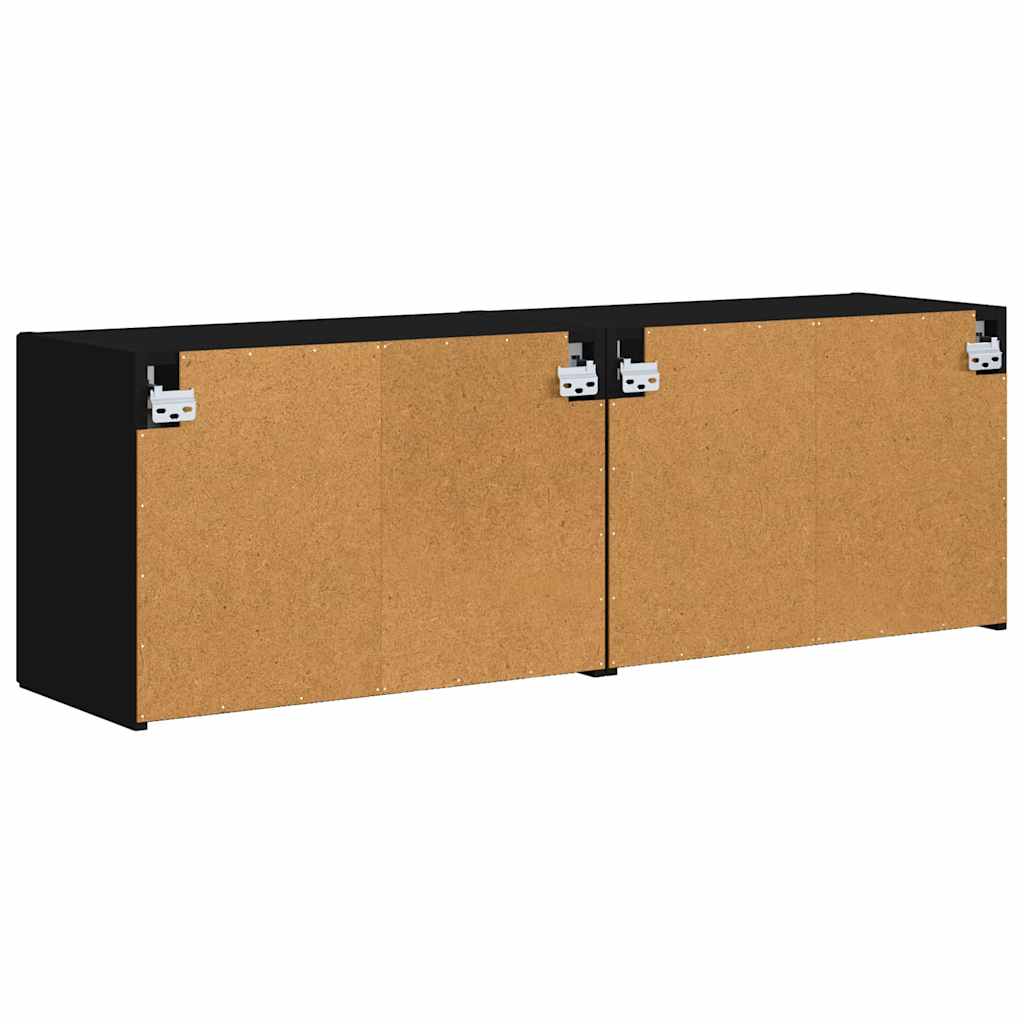 TV-wandkast 2 pcs Zwart 59,5 x 31 x 40 cm Bewerkt hout is nu te koop bij PeponiXL, paradijselijk wonen!