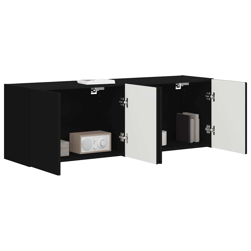 TV-wandkast 2 pcs Zwart 59,5 x 31 x 40 cm Bewerkt hout is nu te koop bij PeponiXL, paradijselijk wonen!