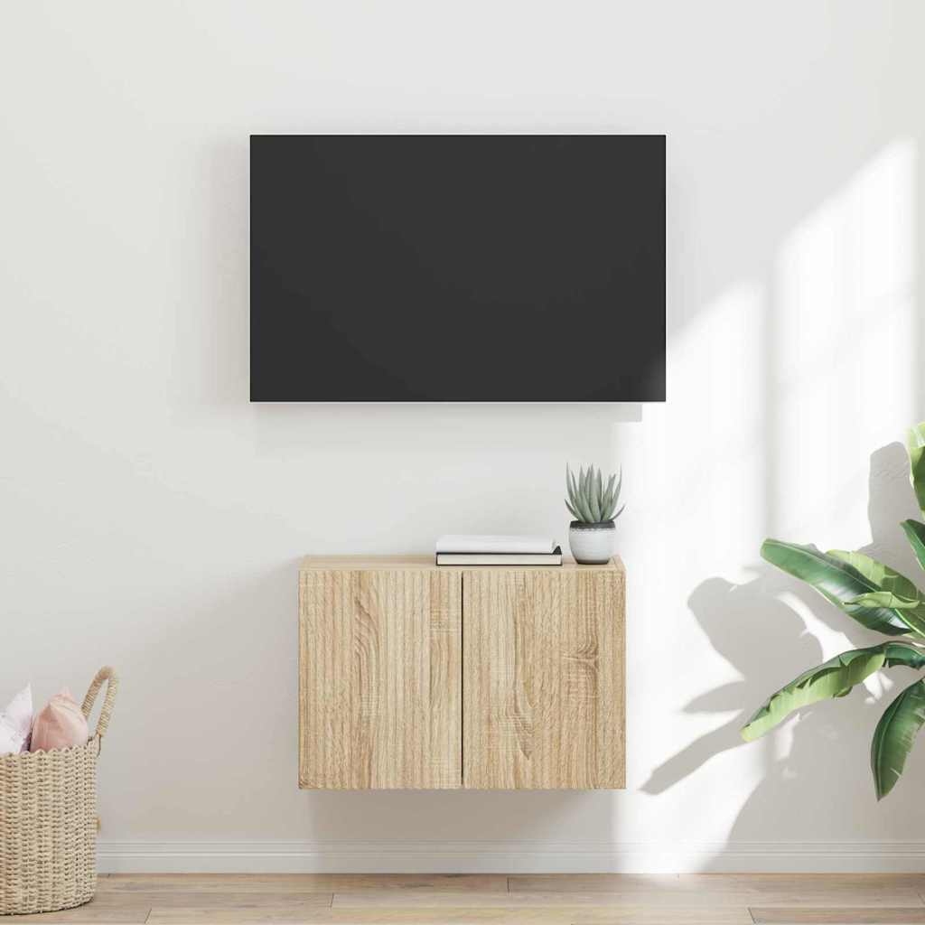 TV-wandkast Sonoma Eiken 59,5 x 31 x 40 cm Bewerkt hout is nu te koop bij PeponiXL, paradijselijk wonen!