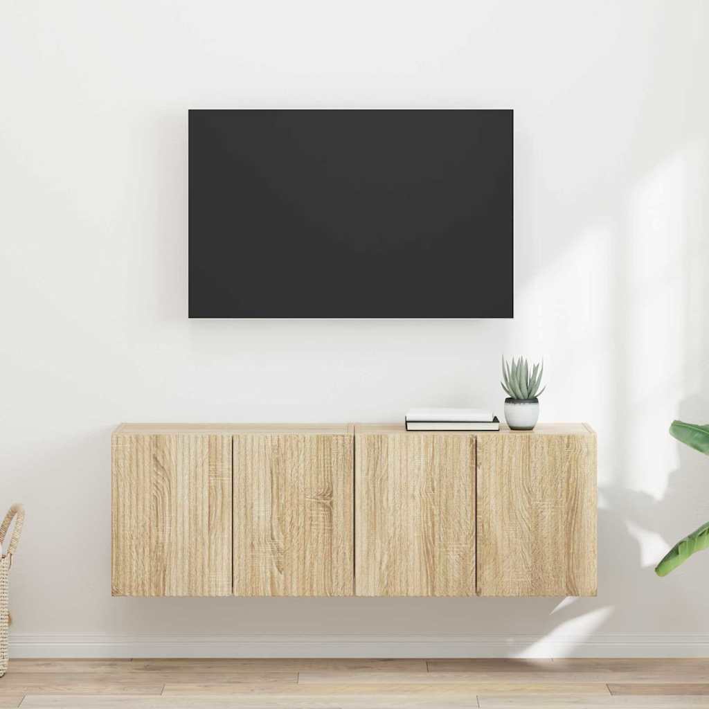TV-wandkast 2 pcs Sonoma Eiken 59,5 x 31 x 40 cm Bewerkt hout is nu te koop bij PeponiXL, paradijselijk wonen!