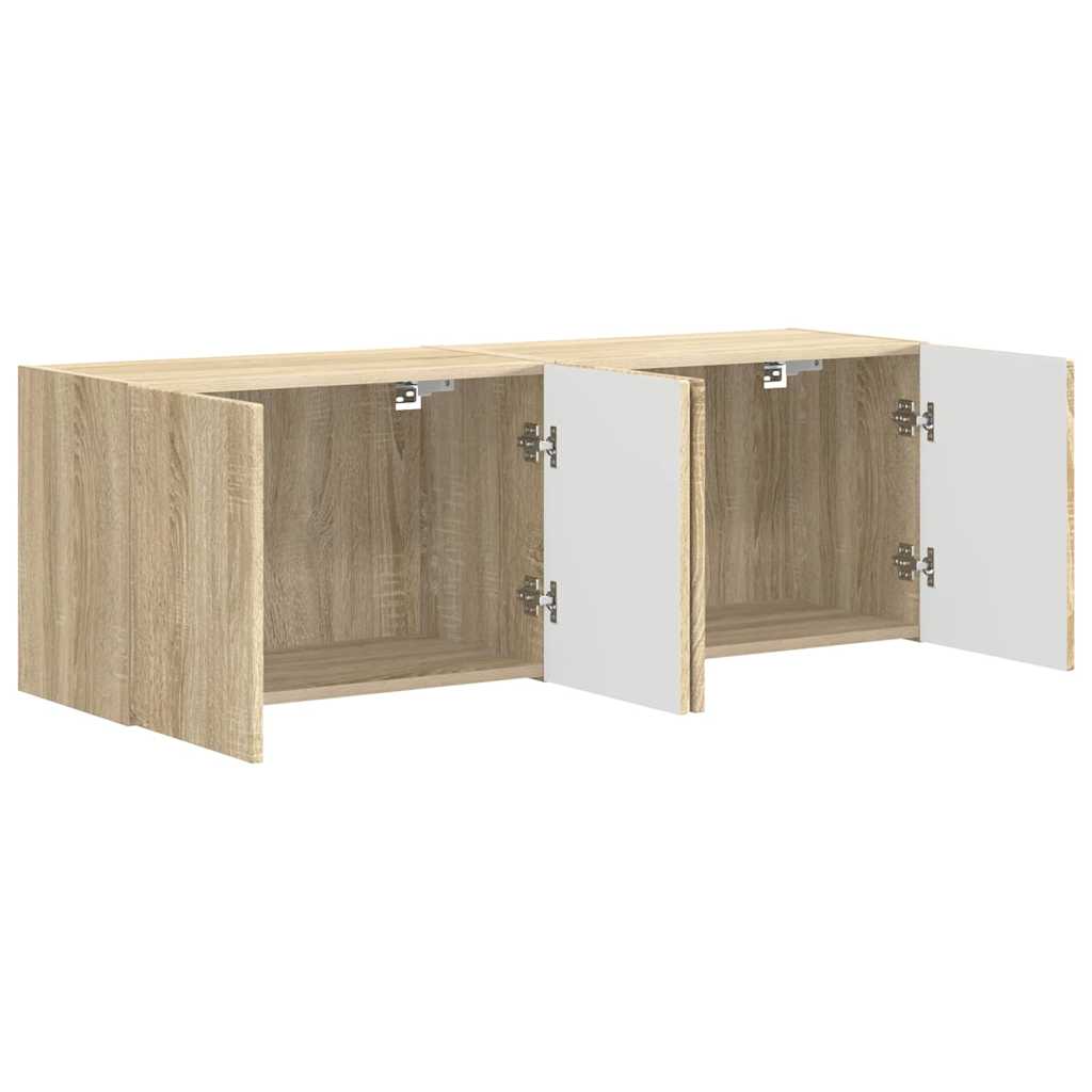 TV-wandkast 2 pcs Sonoma Eiken 59,5 x 31 x 40 cm Bewerkt hout is nu te koop bij PeponiXL, paradijselijk wonen!