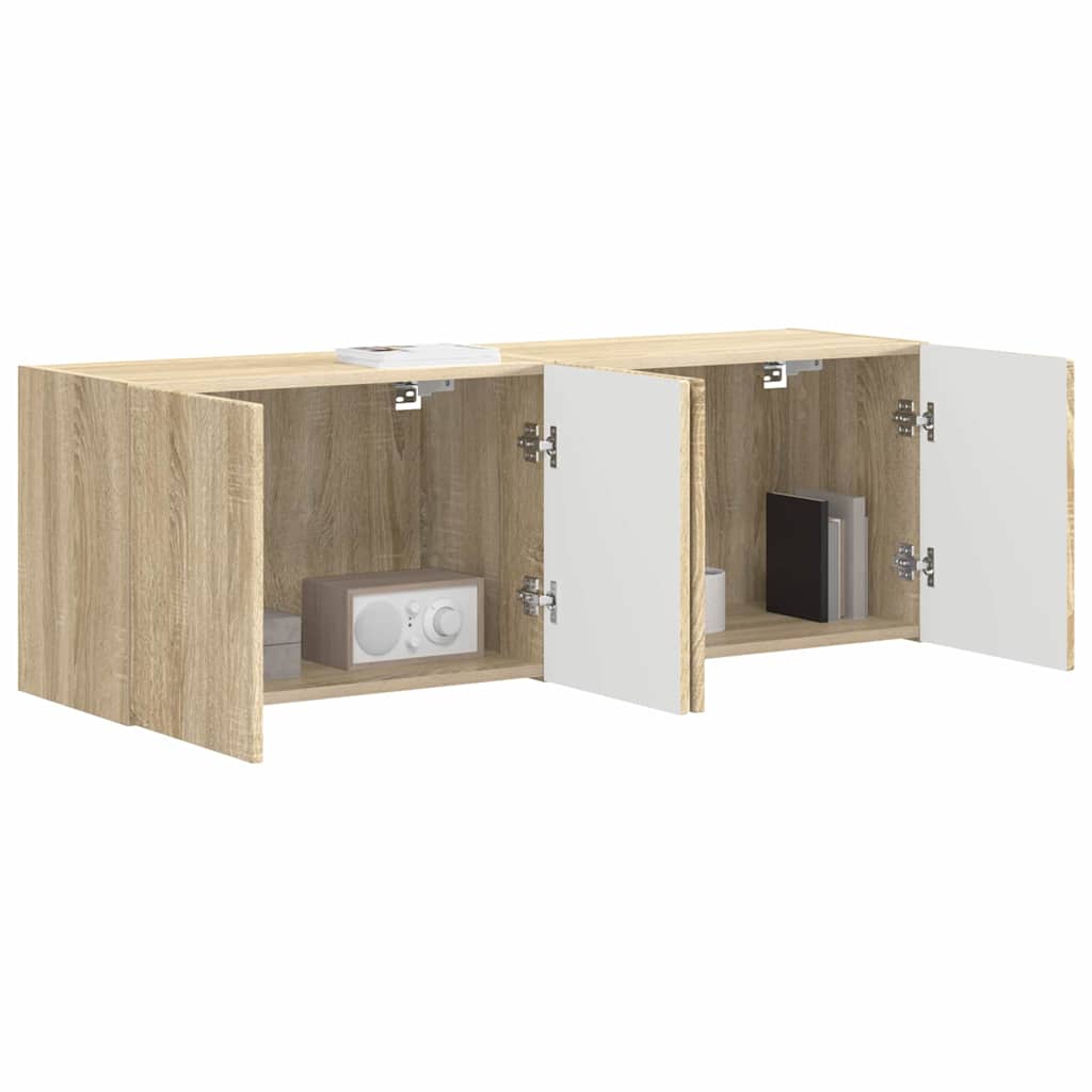 TV-wandkast 2 pcs Sonoma Eiken 59,5 x 31 x 40 cm Bewerkt hout is nu te koop bij PeponiXL, paradijselijk wonen!