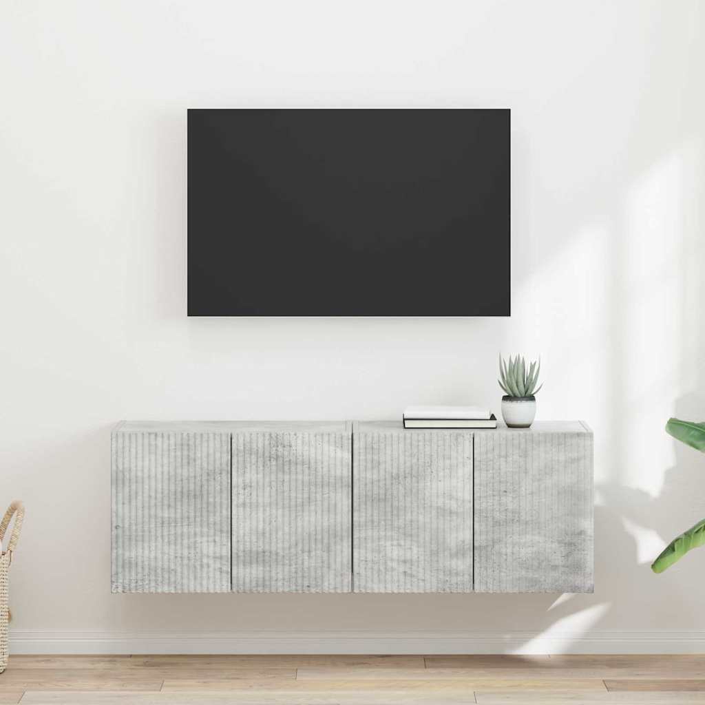 TV-wandkast 2 pcs Beton Grijs 59,5 x 31 x 40 cm Bewerkt hout is nu te koop bij PeponiXL, paradijselijk wonen!