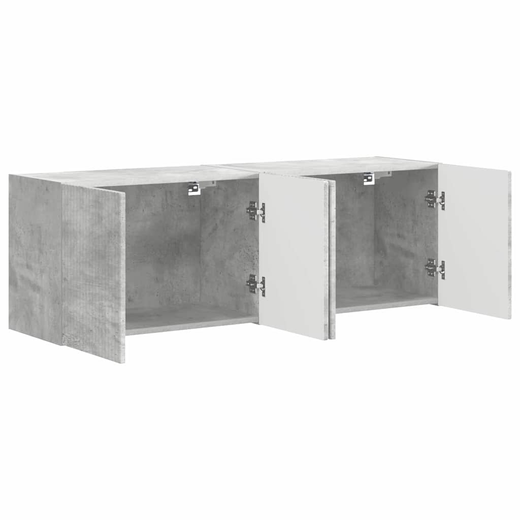 TV-wandkast 2 pcs Beton Grijs 59,5 x 31 x 40 cm Bewerkt hout is nu te koop bij PeponiXL, paradijselijk wonen!