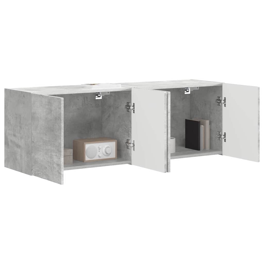 TV-wandkast 2 pcs Beton Grijs 59,5 x 31 x 40 cm Bewerkt hout is nu te koop bij PeponiXL, paradijselijk wonen!