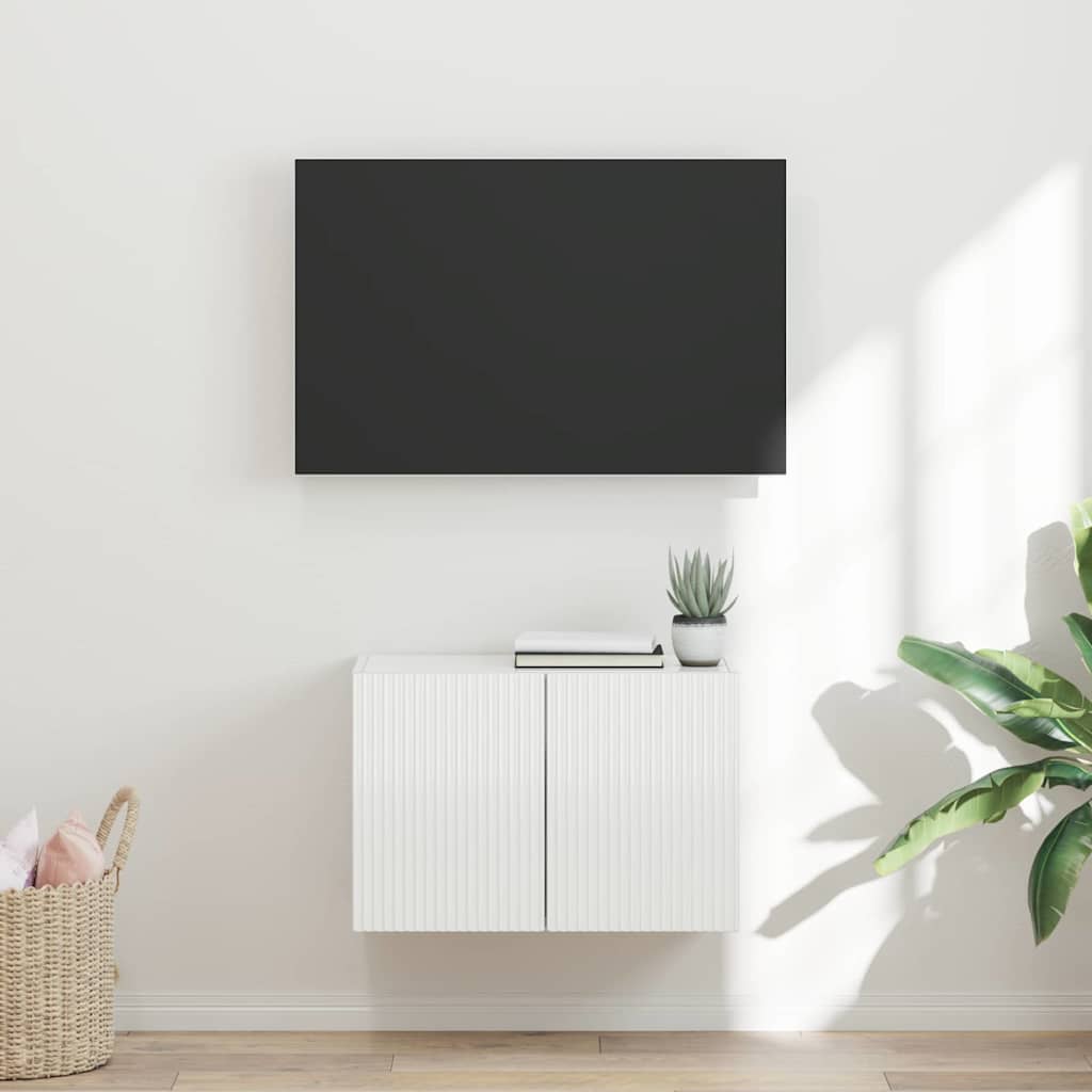 TV-wandkast Hoogglans wit 59,5 x 31 x 40 cm Bewerkt hout is nu te koop bij PeponiXL, paradijselijk wonen!