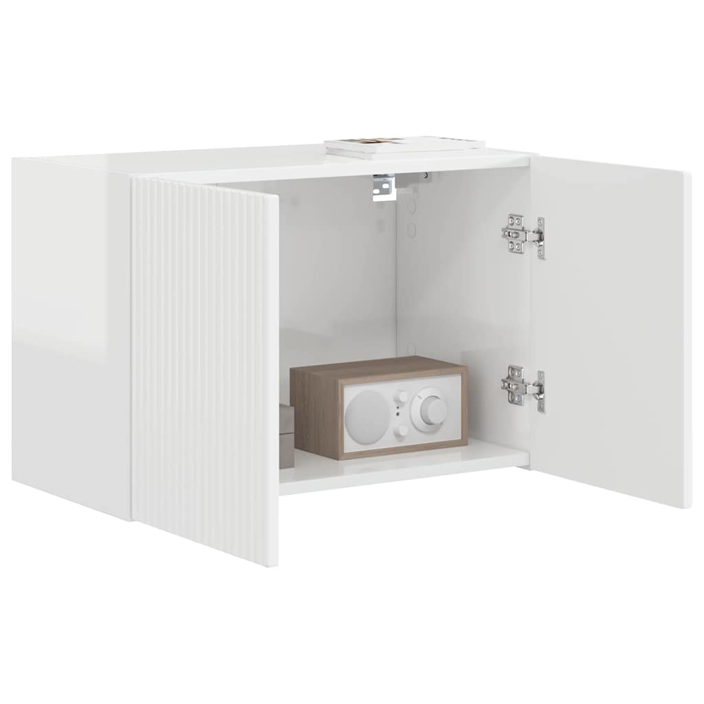 TV-wandkast Hoogglans wit 59,5 x 31 x 40 cm Bewerkt hout is nu te koop bij PeponiXL, paradijselijk wonen!