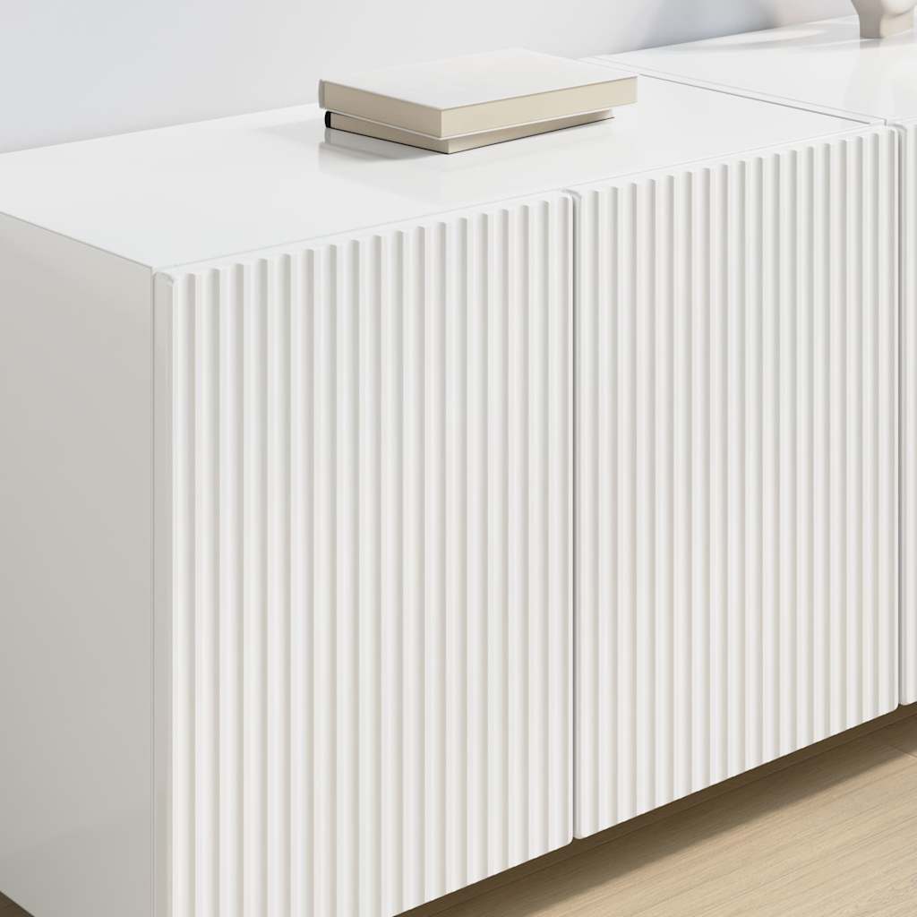 TV-wandkast 2 pcs Hoogglans wit 59,5 x 31 x 40 cm Bewerkt hout is nu te koop bij PeponiXL, paradijselijk wonen!
