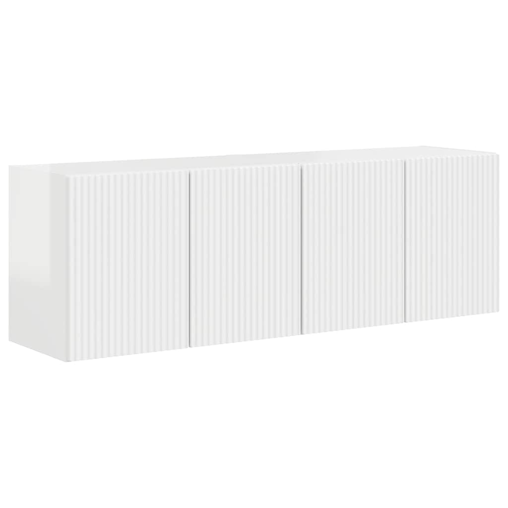TV-wandkast 2 pcs Hoogglans wit 59,5 x 31 x 40 cm Bewerkt hout is nu te koop bij PeponiXL, paradijselijk wonen!