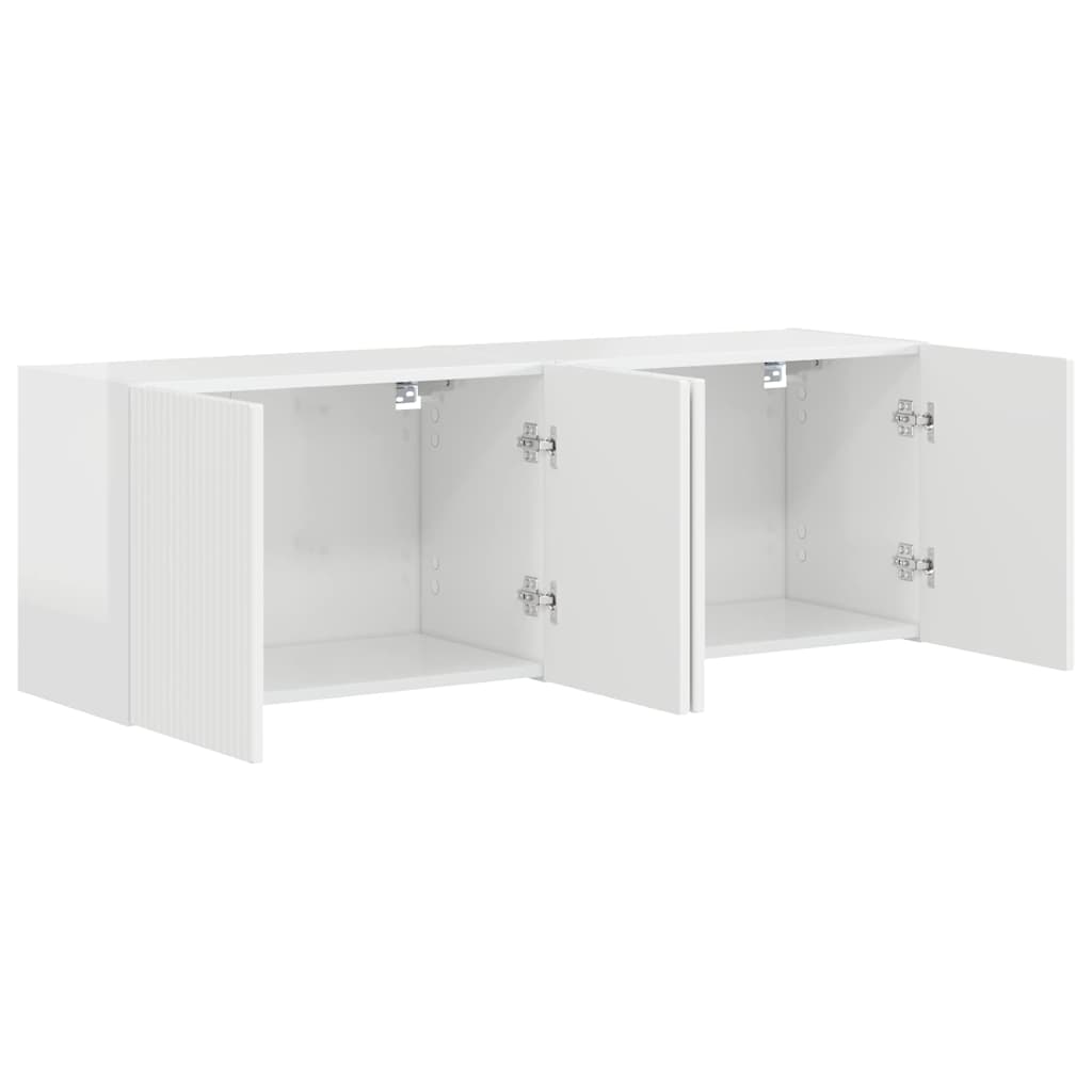 TV-wandkast 2 pcs Hoogglans wit 59,5 x 31 x 40 cm Bewerkt hout is nu te koop bij PeponiXL, paradijselijk wonen!