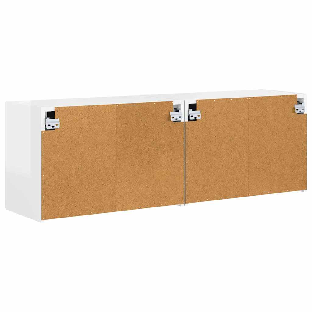 TV-wandkast 2 pcs Hoogglans wit 59,5 x 31 x 40 cm Bewerkt hout is nu te koop bij PeponiXL, paradijselijk wonen!