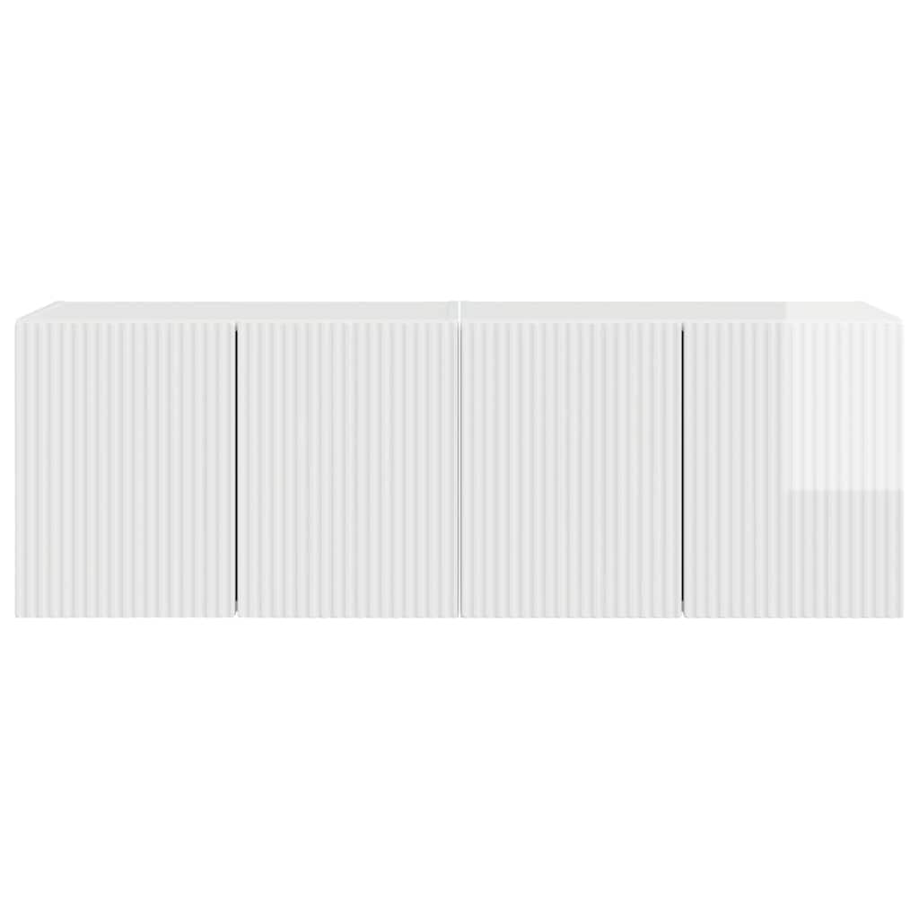 TV-wandkast 2 pcs Hoogglans wit 59,5 x 31 x 40 cm Bewerkt hout is nu te koop bij PeponiXL, paradijselijk wonen!