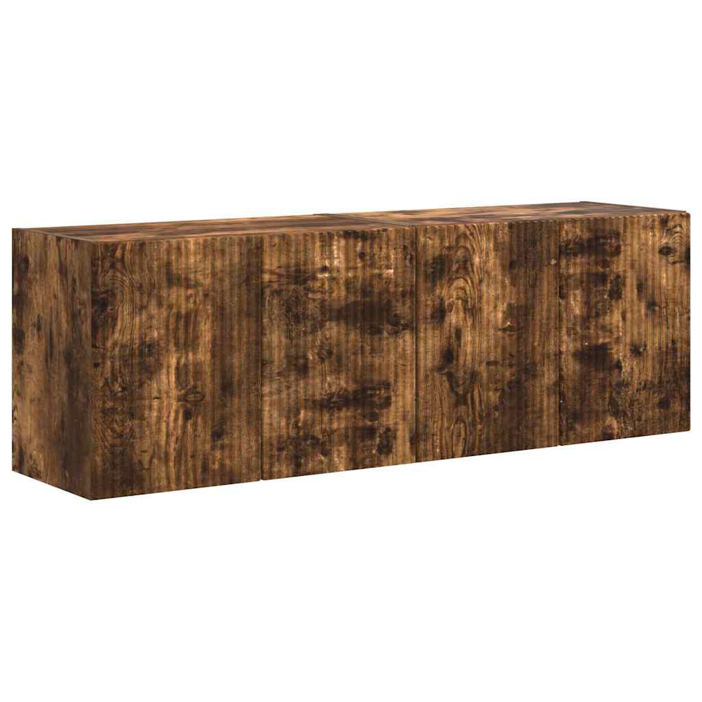 TV-wandkast 2 pcs Gerookt eiken 59,5 x 31 x 40 cm Bewerkt hout is nu te koop bij PeponiXL, paradijselijk wonen!