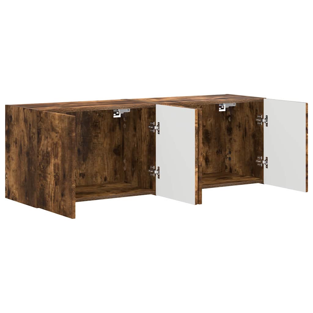 TV-wandkast 2 pcs Gerookt eiken 59,5 x 31 x 40 cm Bewerkt hout is nu te koop bij PeponiXL, paradijselijk wonen!