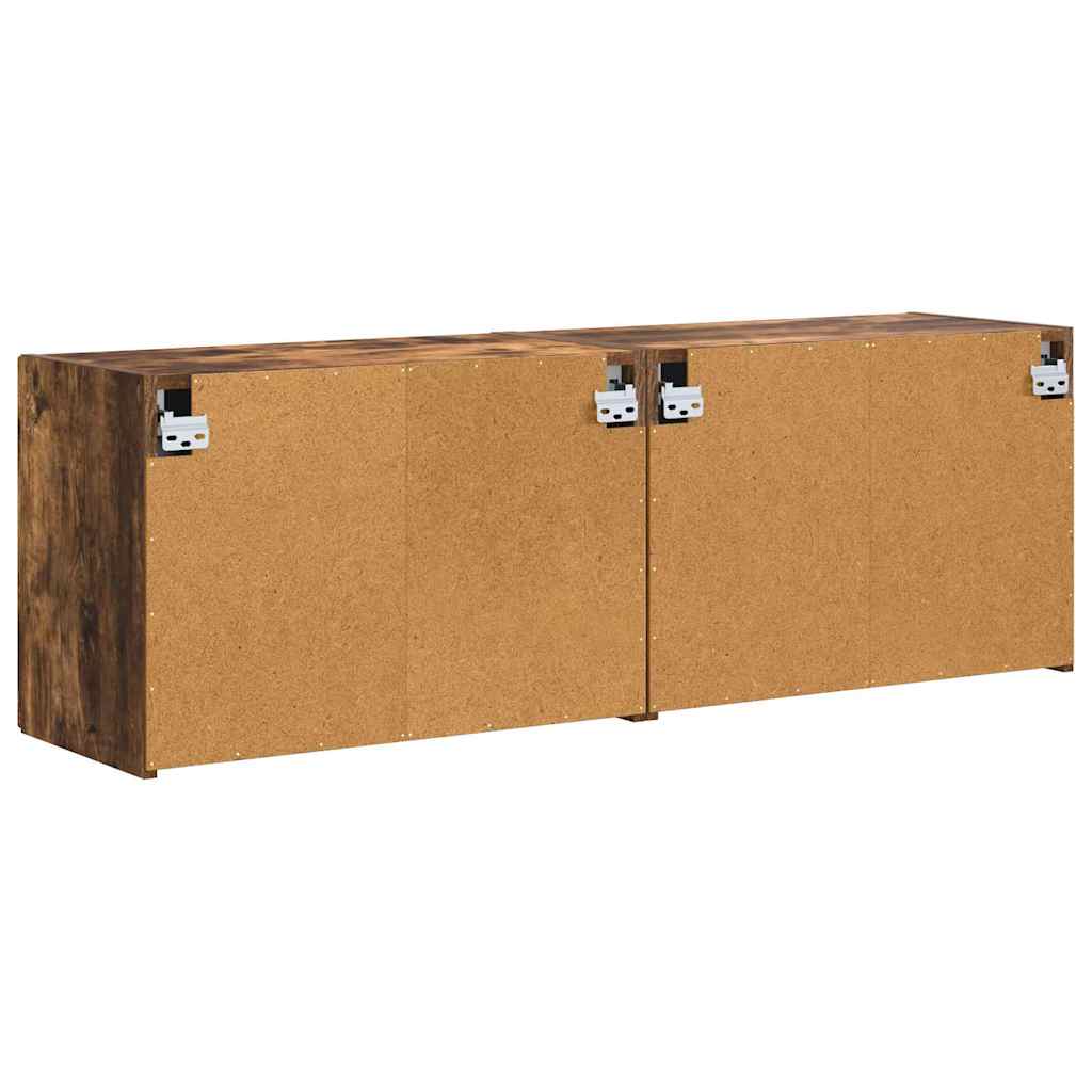 TV-wandkast 2 pcs Gerookt eiken 59,5 x 31 x 40 cm Bewerkt hout is nu te koop bij PeponiXL, paradijselijk wonen!