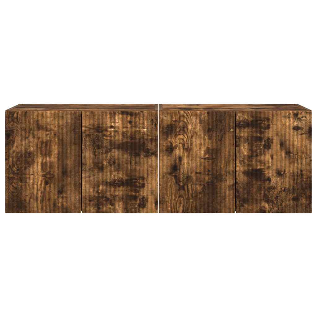 TV-wandkast 2 pcs Gerookt eiken 59,5 x 31 x 40 cm Bewerkt hout is nu te koop bij PeponiXL, paradijselijk wonen!