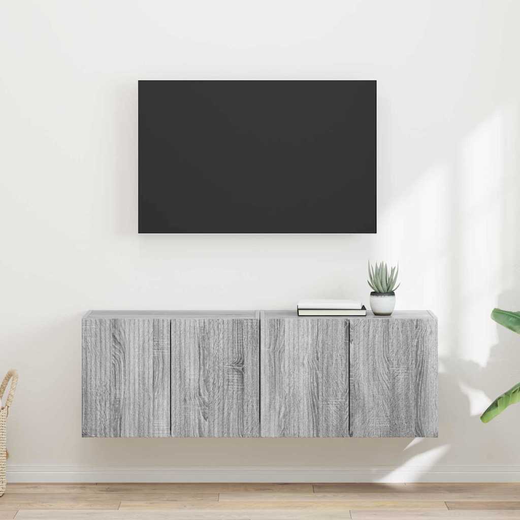 TV-wandkast 2 pcs Grijs Sonoma 59,5 x 31 x 40 cm Bewerkt hout is nu te koop bij PeponiXL, paradijselijk wonen!