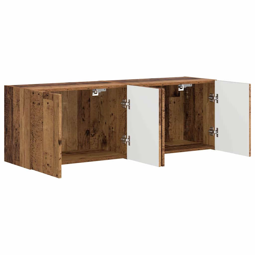 TV-wandkast 2 pcs Oud Hout 59,5 x 31 x 40 cm Bewerkt hout is nu te koop bij PeponiXL, paradijselijk wonen!
