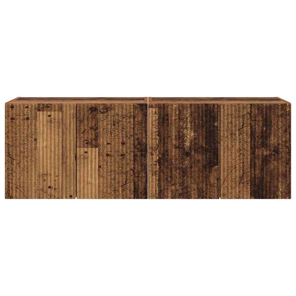 TV-wandkast 2 pcs Oud Hout 59,5 x 31 x 40 cm Bewerkt hout is nu te koop bij PeponiXL, paradijselijk wonen!