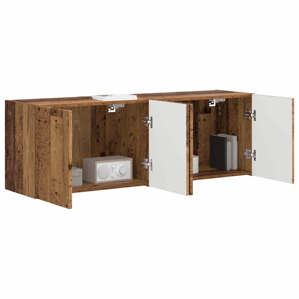 TV-wandkast 2 pcs Oud Hout 59,5 x 31 x 40 cm Bewerkt hout is nu te koop bij PeponiXL, paradijselijk wonen!
